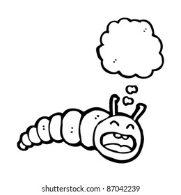 oruga de dibujos animados con burbuja de pensamientos