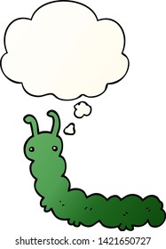 cartoon caterpillar with thought bubble in smooth gradient style
