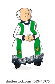 Cartoon Catholic priest on a white background. Flat vector.