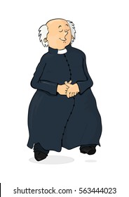Cartoon Catholic priest on a white background. Flat vector.