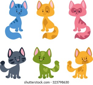 Cartoon cats collection. Vector illustration.