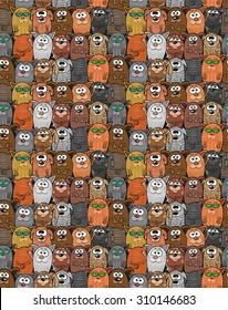 Cartoon cats and dogs - funny seamless pets pattern