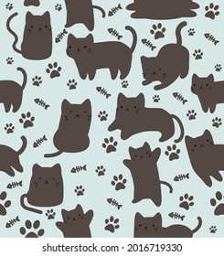 cartoon cats  doodle in diferent style seamless pattern eps10