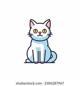 A cartoon cat's face icon.white background. isolated, icon, logo for cat. flat style cat. 