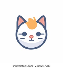 Icono de la cara de un gato de dibujos animados. fondo blanco. aislado, icono, logotipo para gato. gato de estilo plano. 