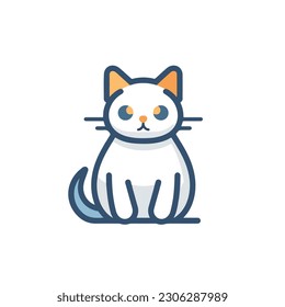 Icono de la cara de un gato de dibujos animados. fondo blanco. aislado, icono, logotipo para gato. gato de estilo plano. 