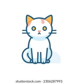 A cartoon cat's face icon.white background. isolated, icon, logo for cat. flat style cat. 