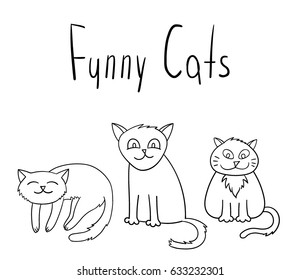 Cartoon cats. Funny card.