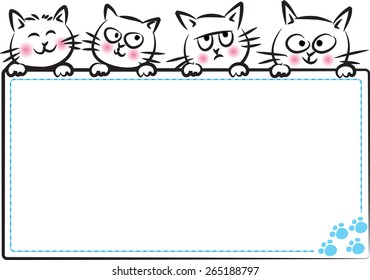 cartoon cats holding a blank card