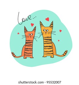 cartoon cats in love. vector illustration