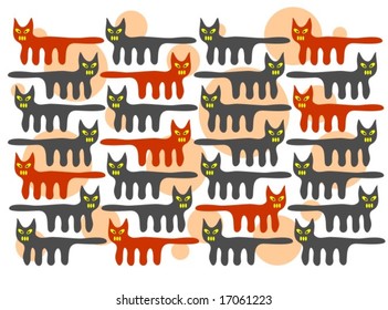 Cartoon cats on white background. Halloween illustration.