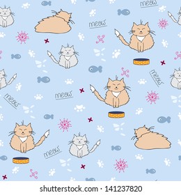 cartoon cats seamless pattern