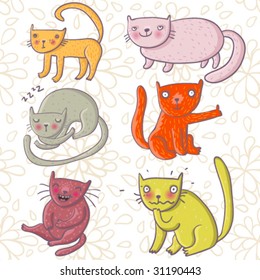 Cartoon cats set