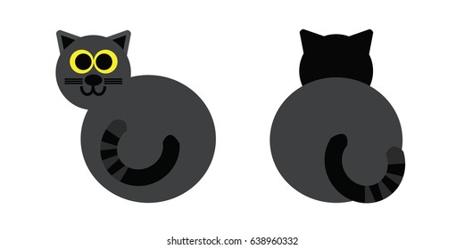 cartoon cats set. Simple modern geometric flat style vector illustration.
