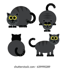 cartoon cats set. Simple modern geometric flat style vector illustration.
