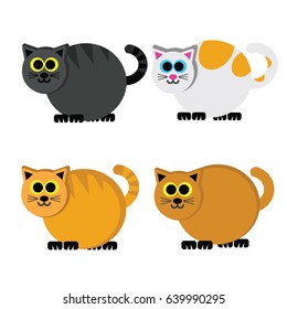 cartoon cats set. Simple modern geometric flat style vector illustration.