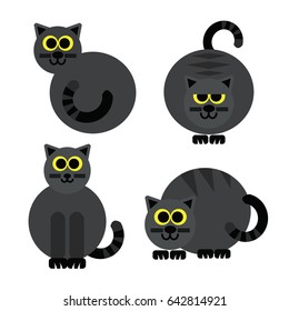cartoon cats set. Simple modern geometric flat style vector illustration.