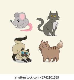 Cartoon Cats Vector Illustration different cat breeds