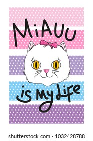 cartoon cat,t-shirt print poster vector illustration