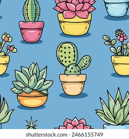 Cartoon Catus Tile Pattern, watercolor