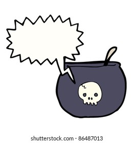 cartoon cauldron with speech bubble