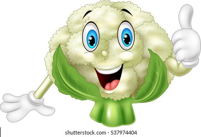 Cartoon cauliflower giving thumbs up 