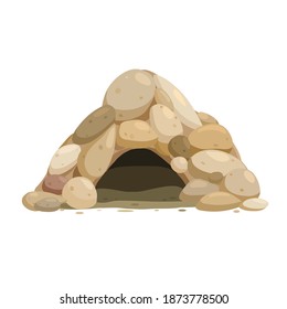 Cartoon cave isolated on a white background. Vector flat illustration