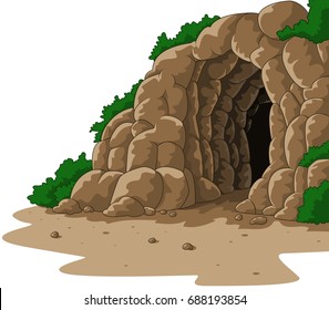 Cartoon cave isolated white background