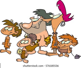 cartoon cave man family