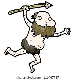 cartoon cave man with spear