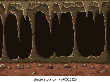 Cartoon the cave with stalactites