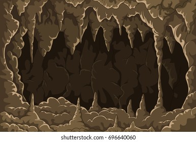 Cartoon the cave with stalactites