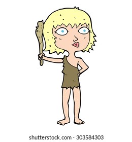 mulher de caverna de desenho animado