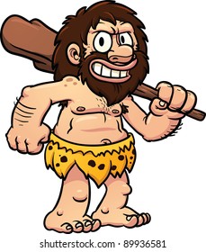 Cartoon Caveman Smiling Carrying Big Club Stock Vector (Royalty Free ...