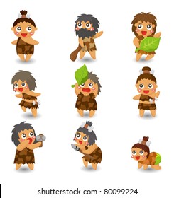 cartoon Caveman icon set,vector
