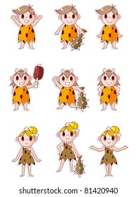 cartoon Caveman icon set,vector