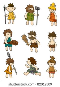 Cartoon Caveman Icon Set,vector