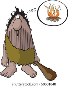 Cartoon Caveman with an idea. Vector file.