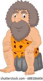 Cartoon caveman sitting
