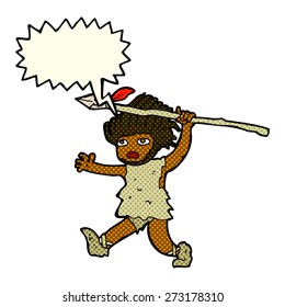 cartoon caveman with speech bubble