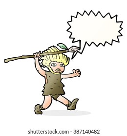 cartoon caveman with speech bubble