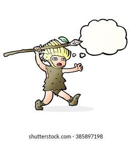 Karikaturenkaveman mit Denkblase
