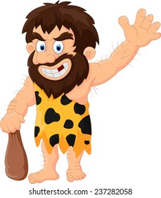 Cartoon caveman waving hand