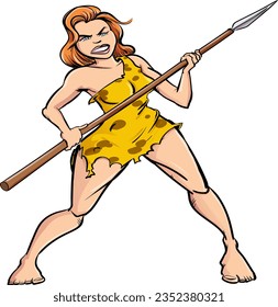 Cartoon cavewoman with a spear