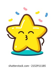 Cartoon celebrating star character. Vector illustration