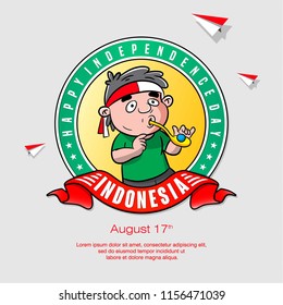 cartoon celebration indonesia independence day, poster design vector, greeting card