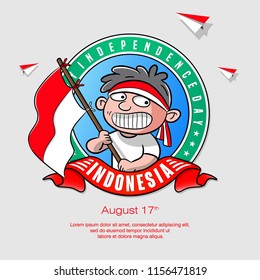 cartoon celebration indonesia independence day, poster design vector, greeting card