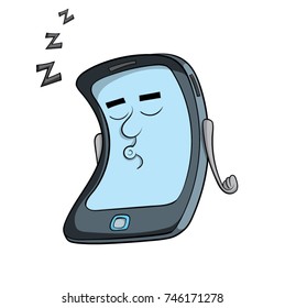 Cartoon Cell Phone Sleeping