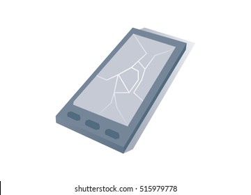 Cartoon cell phone with smashed screen