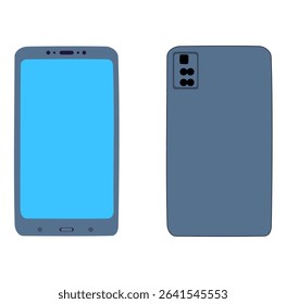 Cartoon Cellphone Communication Front And Back Simple Design Icon Digital Source 